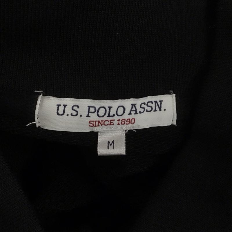 ユーエスポロアッスン U.S.POLO ASSN. ジャケット、上着 ジャケット、ブレザー スウェットジャケット ノーカラージャケット リブスウェット カジュアルジャケット M ロゴ、文字 黒 / ブラック /  メンズ USED 古着 中古 10106322
