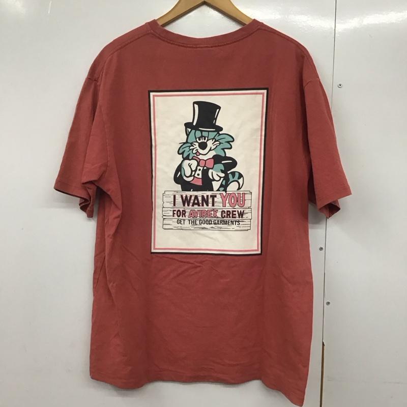 アヴィレックス AVIREX Tシャツ 半袖 半袖カットソー プリントTシャツ クルーネックカットソー XL ロゴ、文字 赤 / レッド /  メンズ USED 古着 中古 10142613