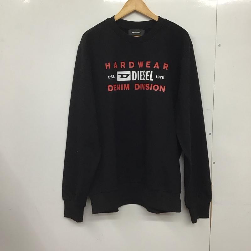ディーゼル DIESEL トレーナー 長袖 長袖トレーナー スウェット クルーネック プルオーバー XL プリント 黒 / ブラック /  メンズ USED 古着 中古 10145981