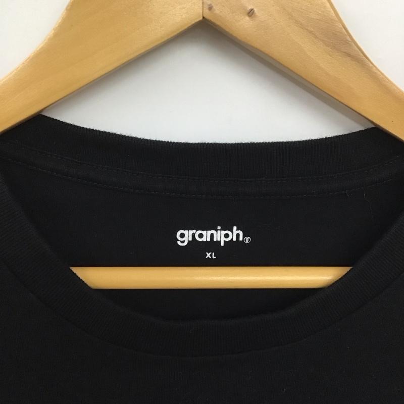 グラニフ graniph Tシャツ 半袖 半袖カットソー プリントTシャツ クルーネックカットソー XL プリント 黒 / ブラック /  メンズ USED 古着 中古 10149120