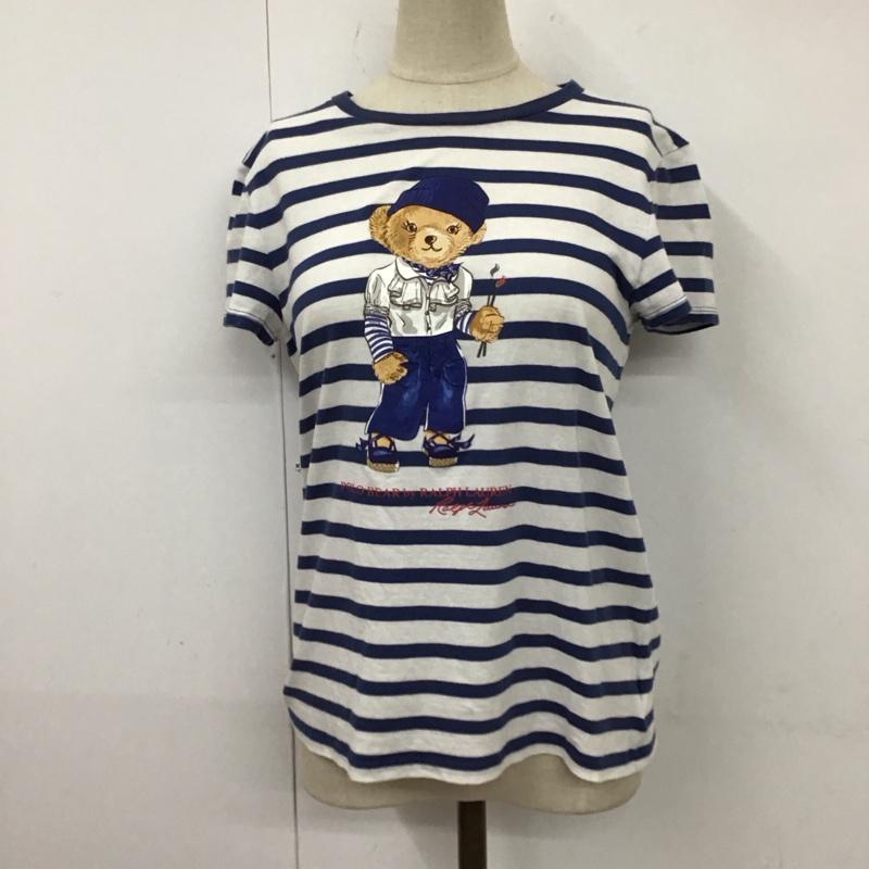 ポロラルフローレン POLO RALPH LAUREN Tシャツ 半袖 クルーネック ポロベア ボーダー XL プリント 白 / ホワイト / X 青 / ブルー /  レディース USED 古着 中古 10118829