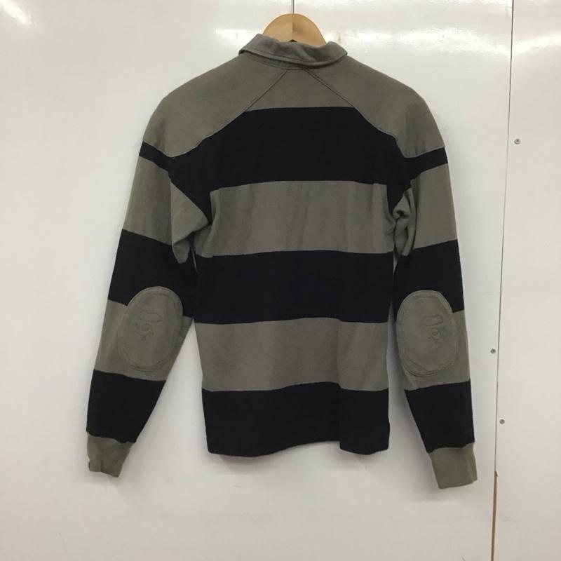アベイシングエイプ A BATHING APE ポロシャツ 長袖 長袖ポロシャツ 長袖カットソー カラーシャツ XS ボーダー柄 黒 / ブラック / X 灰 / グレー /  メンズ USED 古着 中古 10138772