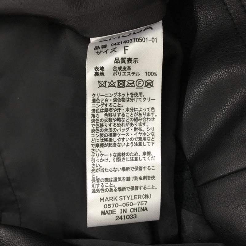エモダ EMODA ワンピース ミニスカート 042140370501-01 ヴィーガンレザーボックスワンピース FREE 無地 黒 / ブラック /  レディース USED 古着 中古 10118486