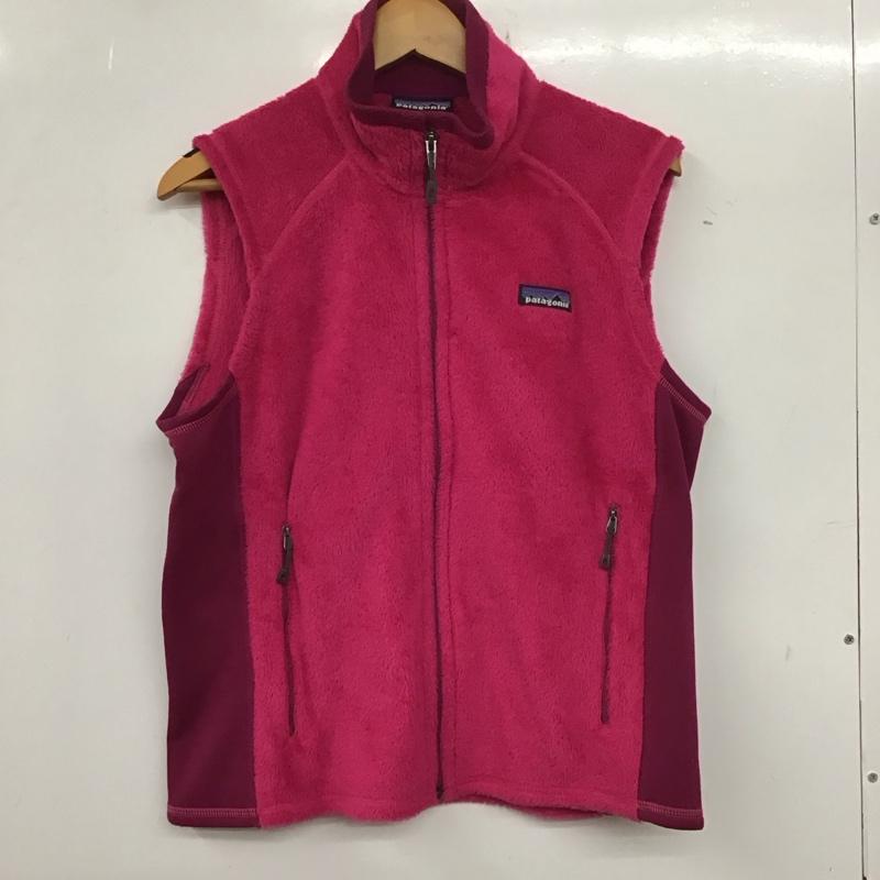パタゴニア patagonia ベスト ベスト ジップアップベスト フリースベスト ノースリーブ スタンドカラー M ロゴ、文字 桃 / ピンク /  レディース USED 古着 中古 10136456
