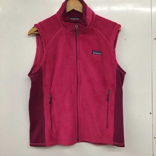 パタゴニア patagonia ベスト ベスト ジップアップベスト フリースベスト ノースリーブ スタンドカラー M ロゴ、文字 桃 / ピンク /  レディース USED 古着 中古 10136456