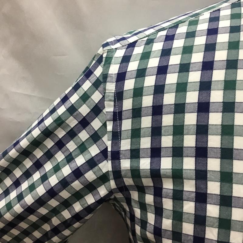シップス SHIPS シャツ、ブラウス 長袖 111-14-0394 ボタンダウン S チェック 白 / ホワイト / X 緑 / グリーン / X 紺 / ネイビー /  メンズ USED 古着 中古 10116108
