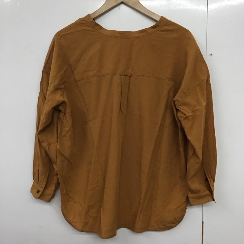 グリーンレーベルリラクシング green label relaxing シャツ、ブラウス 七分袖 3611-105-1183 CB ダブルポケット ルーズVスキッパーブラウス 無地 茶 / ブラウン /  レディース USED 古着 中古 10140703