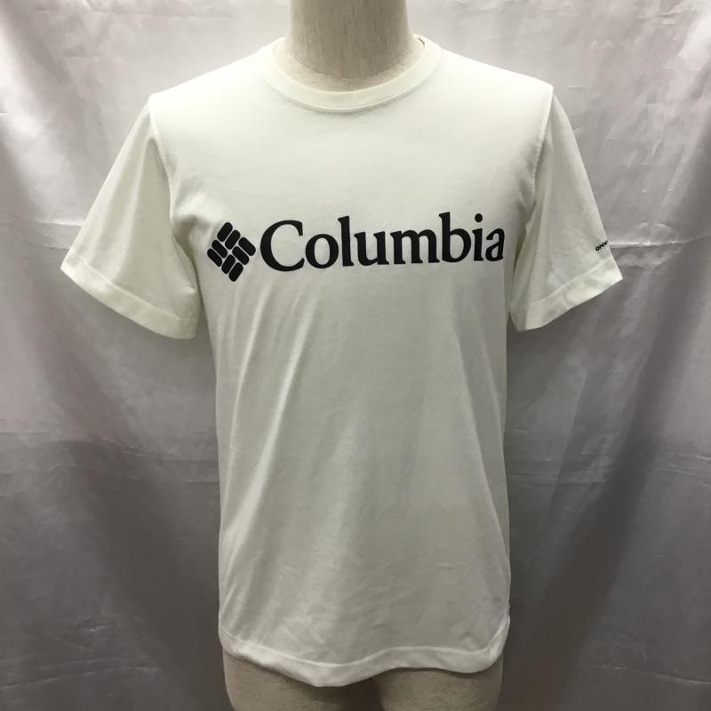 コロンビア Columbia Tシャツ 半袖 半袖カットソー プリントTシャツ クルーネックカットソー S ロゴ、文字 白 / ホワイト /  メンズ USED 古着 中古 10114096