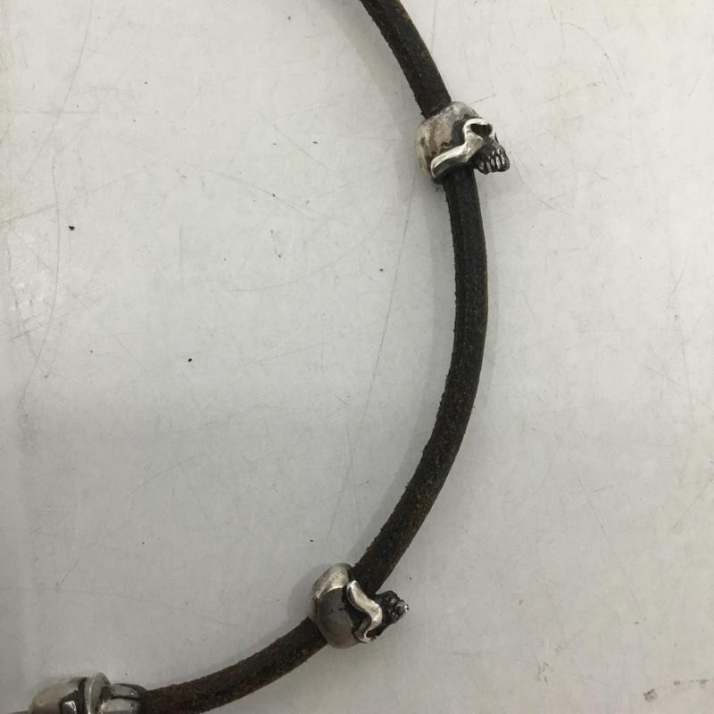 古着 USED アクセサリー ブレスレット、バングル THIRTEEN DESIGNS スカル ドクロ レザー スカル 銀 / シルバー / X 茶 / ブラウン /  メンズ USED 古着 中古 10139984