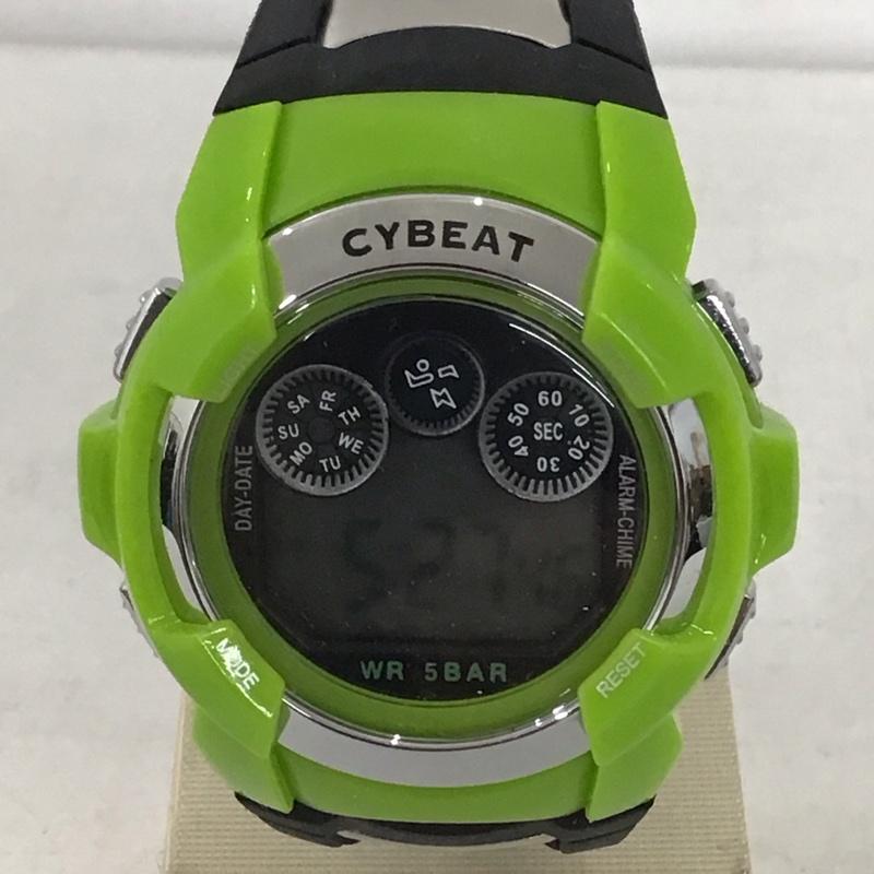 古着 USED 腕時計 デジタル CYBEAT PKG-1411RM 気圧防水 ストップウォッチ ロゴ、文字 黒 / ブラック / X 薄緑 / ライトグリーン /  メンズ USED 古着 中古 10134079
