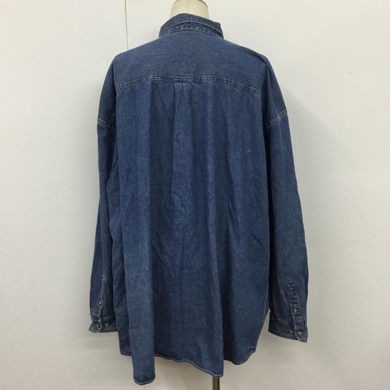 ディズニー Disney シャツ、ブラウス 長袖 デニムシャツ プーさん 無地 水色 / ライトブルー /  メンズ USED 古着 中古 10109927