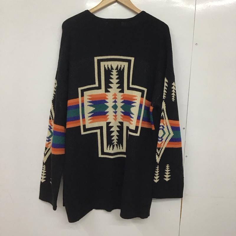 ペンドルトン PENDLETON カーディガン 長袖 長袖カーディガン 前開き ノーカラー L プリント 黒 / ブラック /  メンズ USED 古着 中古 10147009