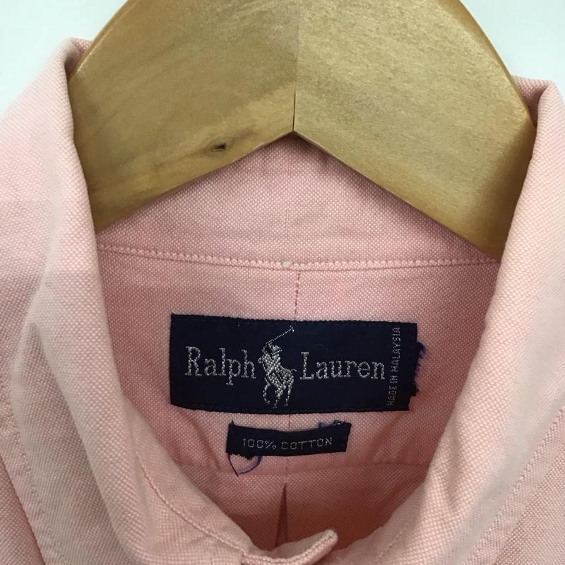 ラルフローレン RALPHLAUREN シャツ、ブラウス 長袖 長袖シャツ 無地シャツ カラーシャツ ボタンダウンシャツ ロゴ、文字 桃 / ピンク /  メンズ USED 古着 中古 10136190