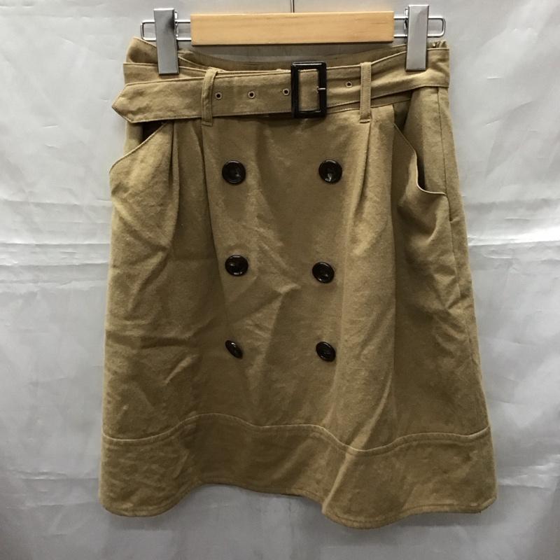 グリーンレーベルリラクシング green label relaxing スカート ミニスカート 3524-253-0371 ベルト付き 38 無地 ベージュ / ベージュ /  レディース USED 古着 中古 10114863