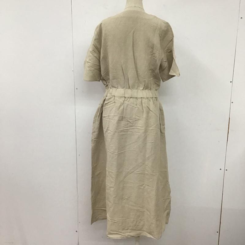 グローバルワーク GLOBAL WORK ワンピース ロングスカート リネン リネン前ボタンワンピ タグ付 M 無地 ベージュ / ベージュ /  レディース USED 古着 中古 10107263