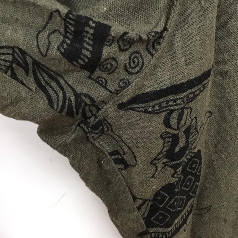 ニコアンド niko and... パンツ スラックス T203DL04SW プリントゆるパンツ リネン M 総柄 カーキ / カーキ /  レディース USED 古着 中古 10129297