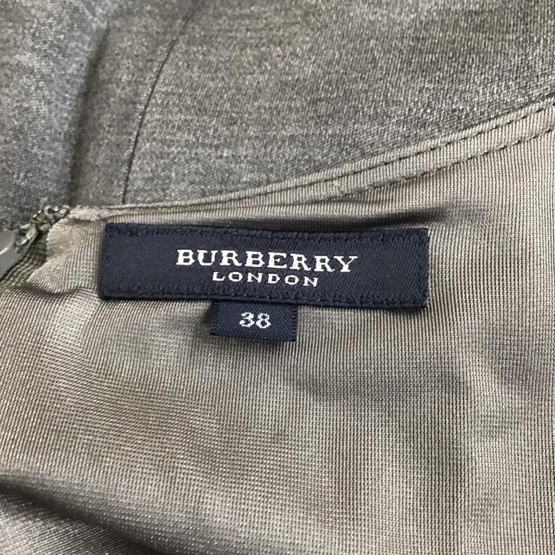 バーバリーロンドン Burberry London ワンピース ロングスカート 長袖ロングワンピース フレアワンピース 切り替えワンピース 38 無地 灰 / グレー /  レディース USED 古着 中古 10118578