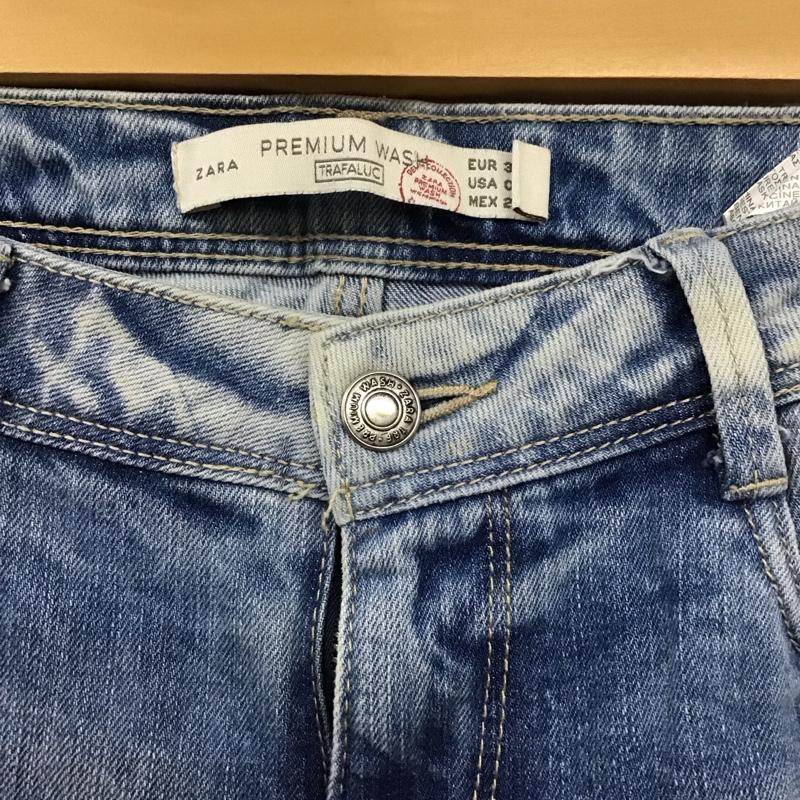 ザラ ZARA パンツ デニム、ジーンズ 4433 004 400 ストレッチ ダメージ加工 青 / ブルー /  レディース USED 古着 中古 10117734