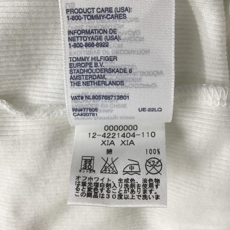 トミーヒルフィガー TOMMY HILFIGER カットソー 七分袖 ヘンリーネックカットソー リブカットソー プリントカットソー S ロゴ、文字 白 / ホワイト /  レディース USED 古着 中古 10105940