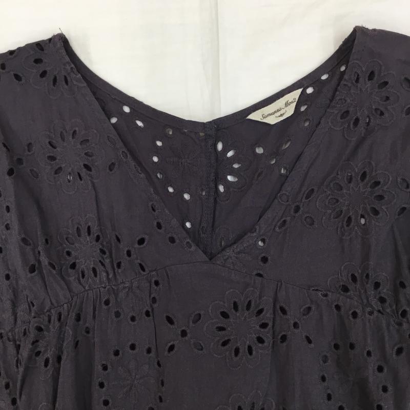 サマンサモスモス Samansa Mos2 カットソー 半袖 FREE 花柄 チャコールグレー / チャコールグレー /  レディース USED 古着 中古 10141846