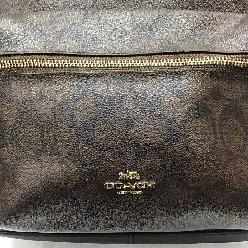コーチ COACH リュックサック、デイパック リュックサック、デイバッグ F58314 シグネチャー柄 ロゴ、文字 茶 / ブラウン / X 黒 / ブラック /  レディース USED 古着 中古 10118147