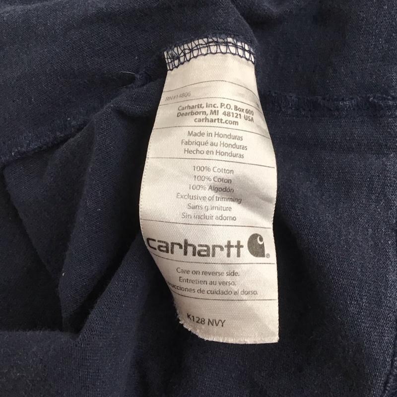 カーハート Carhartt カットソー 長袖 長袖カットソー ヘンリーネックカットソー XL ロゴ、文字 紺 / ネイビー /  メンズ USED 古着 中古 10125613