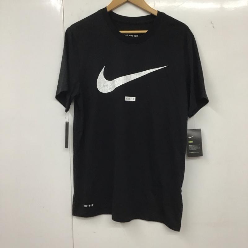 ナイキ NIKE Tシャツ 半袖 BQ1854-010 スウッシュ DRI-FIT スポーツウェア L ロゴ、文字 黒 / ブラック /  メンズ USED 古着 中古 10135616