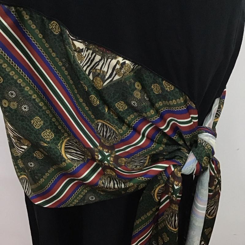 ザラ ZARA ワンピース ロングスカート M 無地 X バンダナ柄 黒 / ブラック /  レディース USED 古着 中古 10114144
