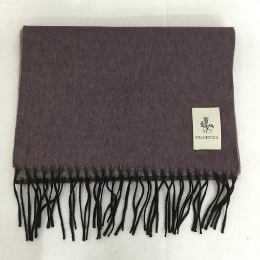 ピアチェンツァ PIACENZA マフラー マフラー シルク カシミヤ フリンジ ロゴ、文字 紫 / パープル / X ベージュ / ベージュ /  メンズ USED 古着 中古 10143279
