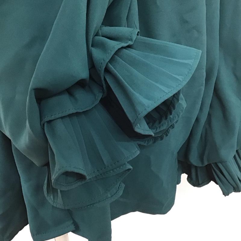 アクシーズファム axes femme シャツ、ブラウス 長袖 長袖シャツ ノーカラーシャツ カジュアルシャツ パフスリーブ M 無地 緑 / グリーン /  レディース USED 古着 中古 10107719
