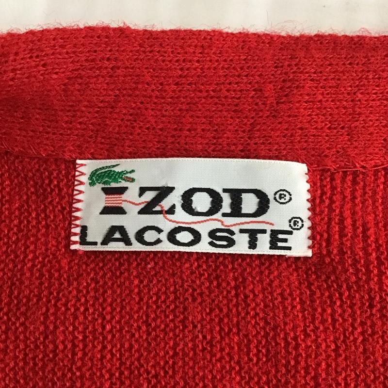 ラコステ LACOSTE カーディガン 長袖 70s アクリルニット　カーディガン　IZOD ロゴ、文字 赤 / レッド /  メンズ USED 古着 中古 10118300