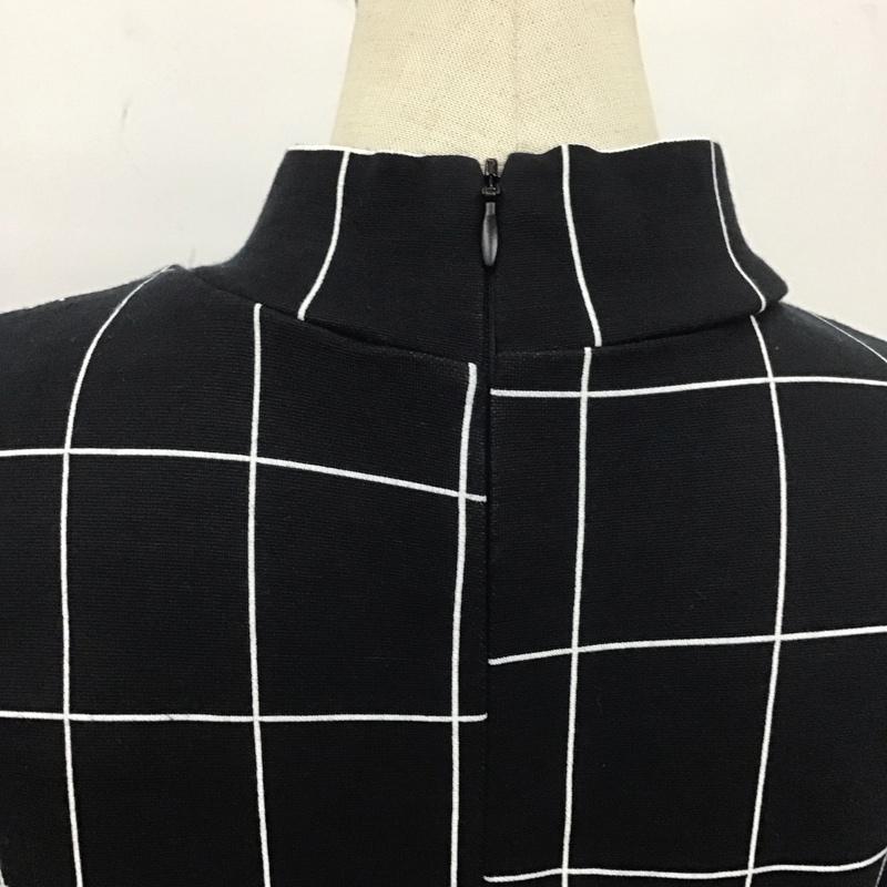 ザラ ZARA ワンピース ロングスカート 1198 635 800 半袖 スタンドネック M チェック 黒 / ブラック / X 白 / ホワイト /  レディース USED 古着 中古 10112371