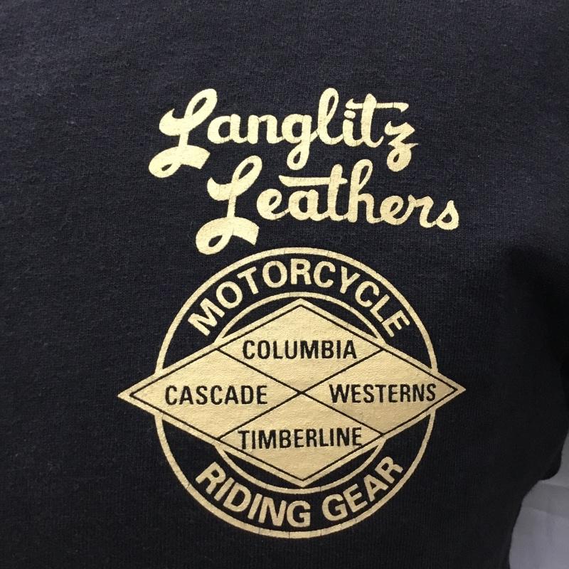 ラングリッツレザーズ Langlitz Leathers Tシャツ 半袖 半袖カットソー プリントTシャツ クルーネックカットソー S ロゴ、文字 黒 / ブラック /  メンズ USED 古着 中古 10116714