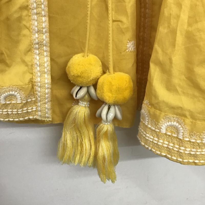 ザラ ZARA カーディガン 長袖 長袖カーディガン 前開き ノーカラー S 刺繍 黄 / イエロー /  レディース USED 古着 中古 10135613