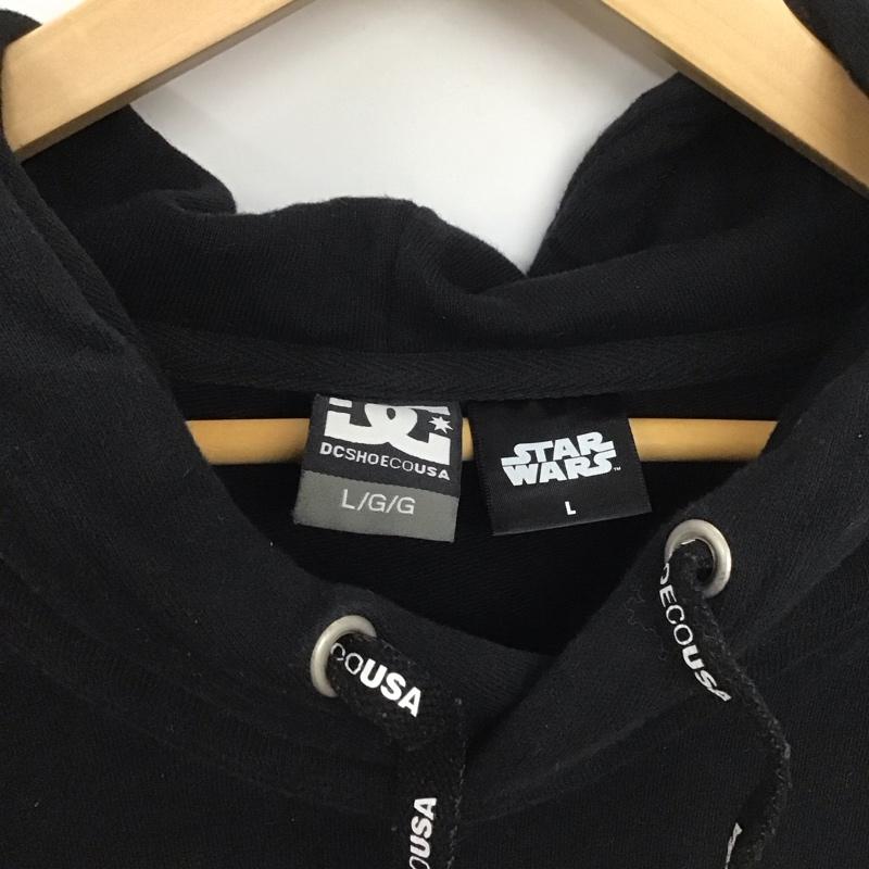 ディーシー DC パーカー 長袖 プルオーバーパーカー スウェット L ロゴ、文字 黒 / ブラック /  メンズ USED 古着 中古 10148591