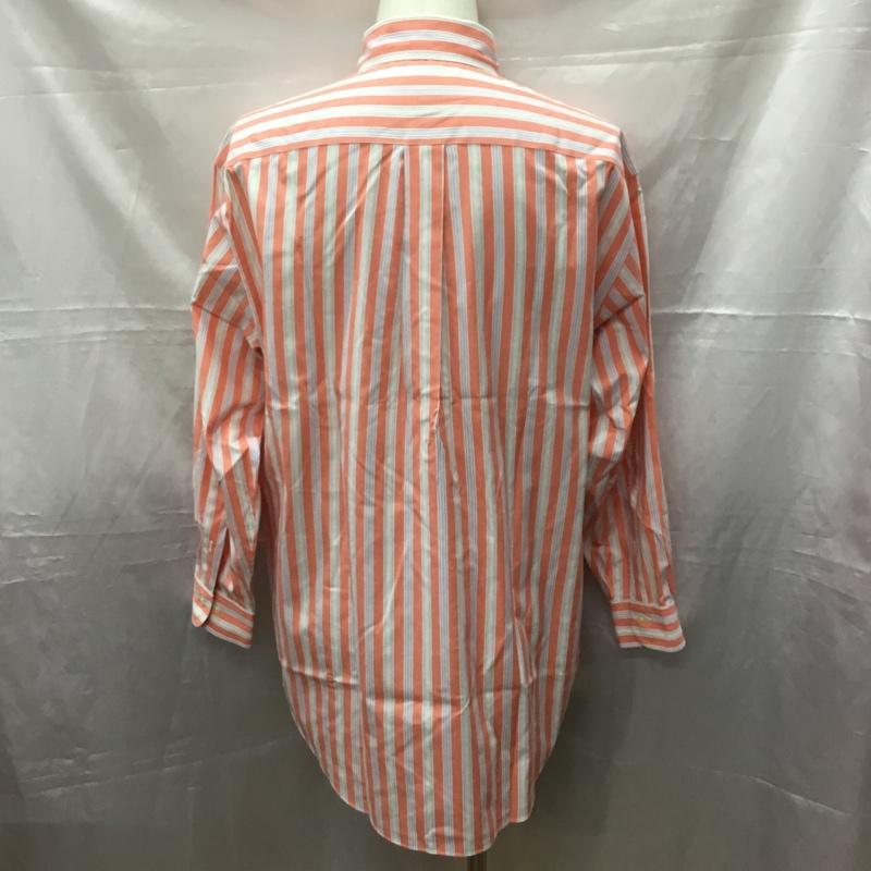 ブルックスブラザーズ BROOKS BROTHERS シャツ、ブラウス 長袖 ボタンダウン 胸ポケット ノーアイロン M ストライプ 白 / ホワイト / X 橙 / オレンジ / X 水色 / ライトブルー /  メンズ USED 古着 中古 10111377