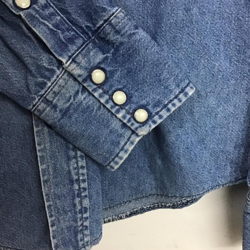 ラングラー Wrangler シャツ、ブラウス 長袖 長袖シャツ 無地シャツ カラーシャツ デニムシャツ usa製 90s 無地 インディゴ / インディゴ /  メンズ USED 古着 中古 10141507