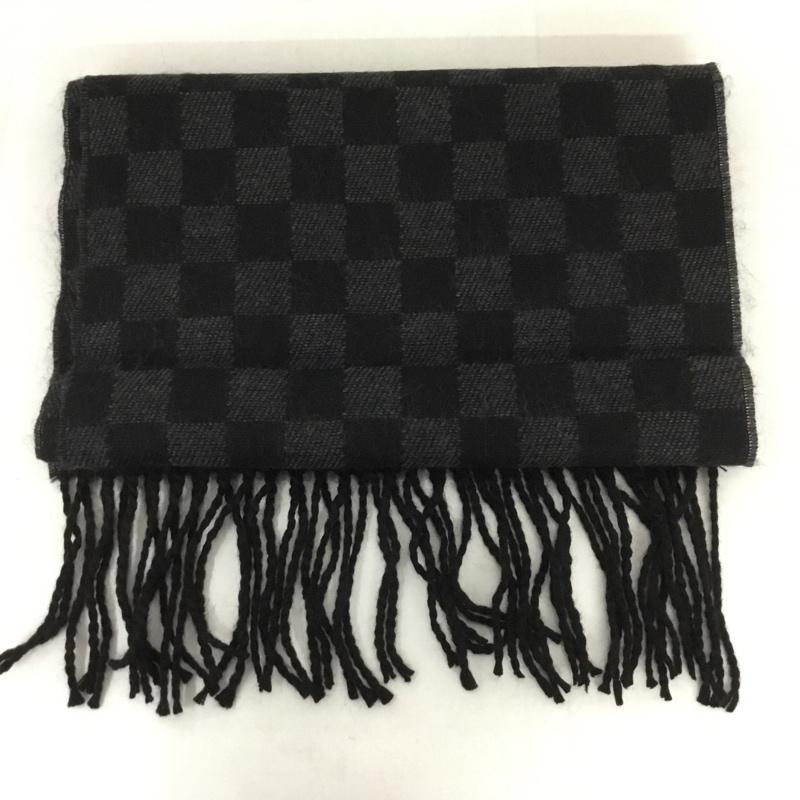 ビームス BEAMS マフラー マフラー フリンジ チェック 黒 / ブラック / X 灰 / グレー /  メンズ USED 古着 中古 10130560