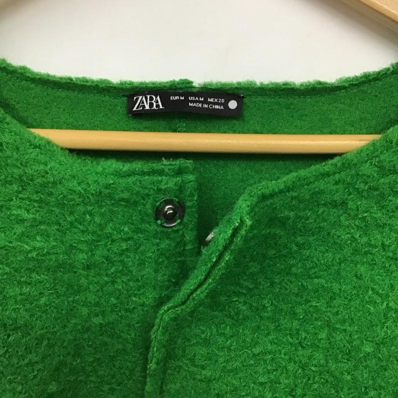 ザラ ZARA シャツ、ブラウス 長袖 2712/409/914 テクスチャーショート　スウェットシャツ M 無地 緑 / グリーン /  レディース USED 古着 中古 10131052