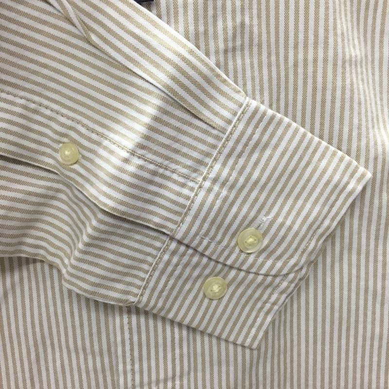 トミーヒルフィガー TOMMY HILFIGER シャツ、ブラウス 長袖 ボタンダウンシャツ M ストライプ 白 / ホワイト / X ベージュ / ベージュ /  メンズ USED 古着 中古 10112795