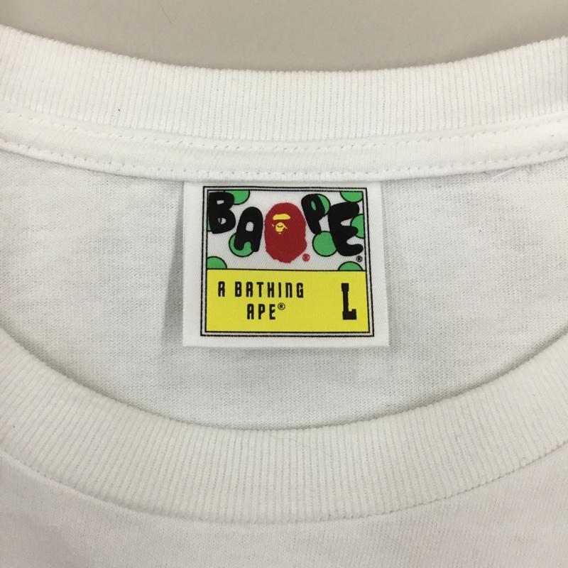 アベイシングエイプ A BATHING APE Tシャツ 半袖 クルーネック タイダイ ビッグロゴ L ロゴ、文字 白 / ホワイト /  メンズ USED 古着 中古 10119805