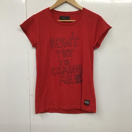 ディーゼル DIESEL Tシャツ 半袖 クルーネック S ロゴ、文字 赤 / レッド /  レディース USED 古着 中古 10130601
