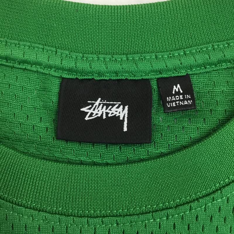 ステューシー STUSSY Tシャツ 半袖 ゲームシャツ　クルーフットボールシャツ M ロゴ、文字 X プリント 緑 / グリーン /  メンズ USED 古着 中古 10112604