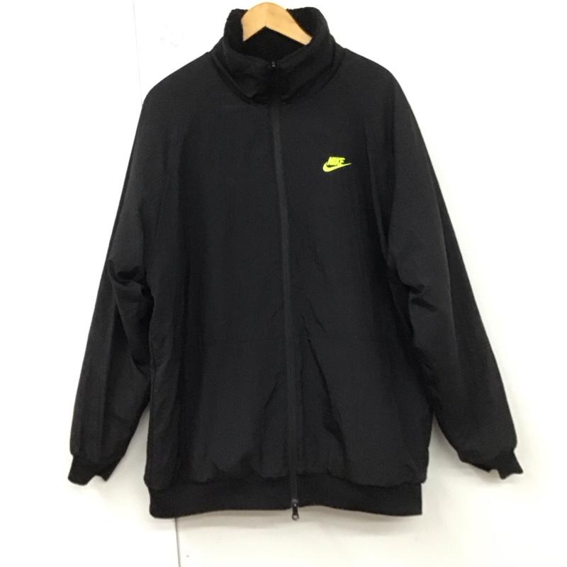 ナイキ NIKE ジャケット、上着 ジャケット、ブレザー bq6546-017 フリースジャケット ジップアップジャケット リバーシブル ロゴ、文字 黒 / ブラック /  メンズ USED 古着 中古 10129613