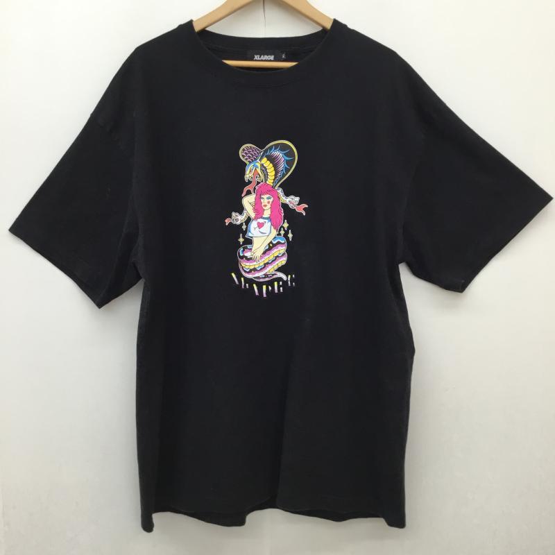 エクストララージ XLARGE Tシャツ 半袖 X-LARGE メンズ ファッシネイティング スネーク Tシャツ 半袖 XL プリント 黒 / ブラック /  メンズ USED 古着 中古 10148474