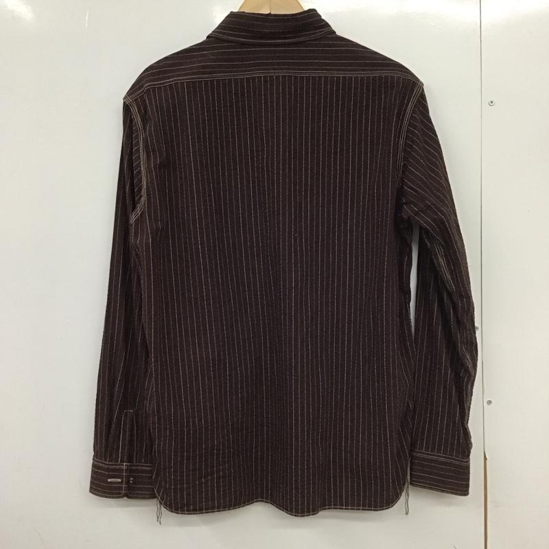 フェローズ Pherrow s シャツ、ブラウス 長袖 長袖シャツ ストライプシャツ カラーシャツ L ストライプ 茶 / ブラウン /  メンズ USED 古着 中古 10148715