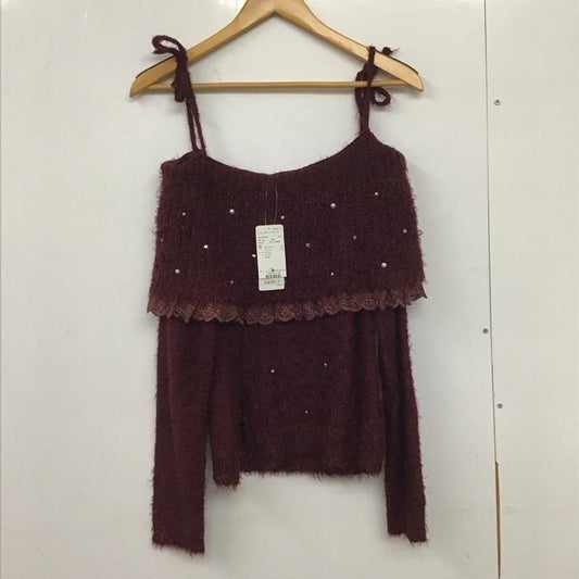 アクシーズファム axes femme ニット、セーター 長袖 オフショル M 無地 えんじ / ワインレッド /  レディース USED 古着 中古 10131739