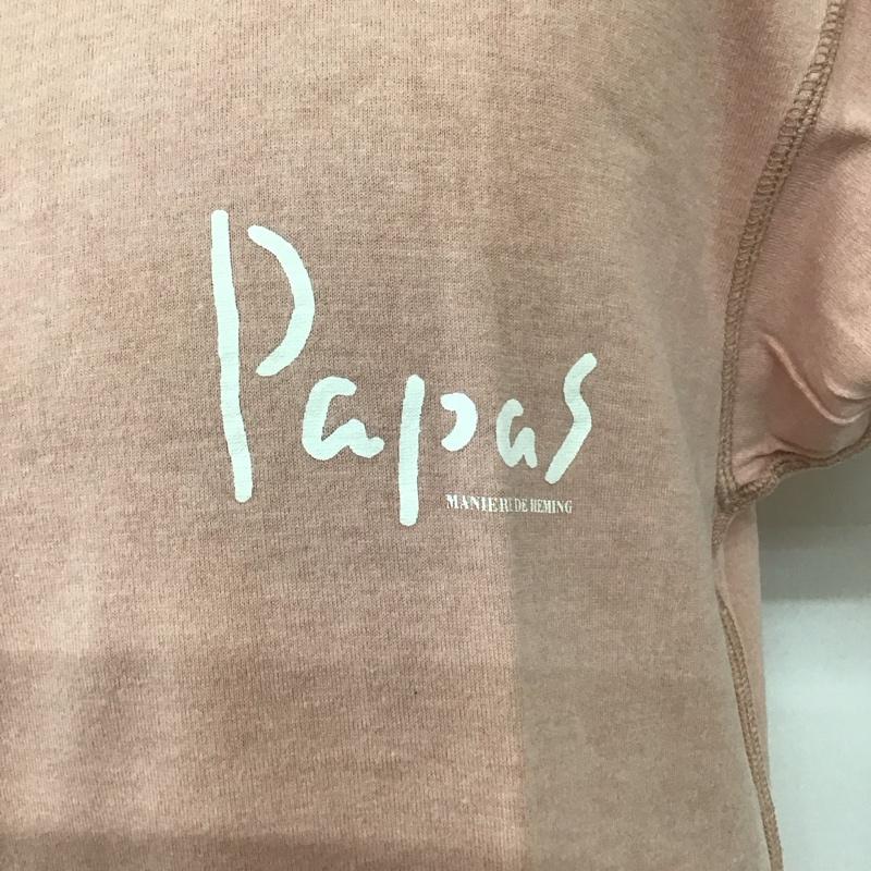 パパス PAPAS Tシャツ 半袖 ヘンリーネック S プリント 桃 / ピンク /  メンズ USED 古着 中古 10109871