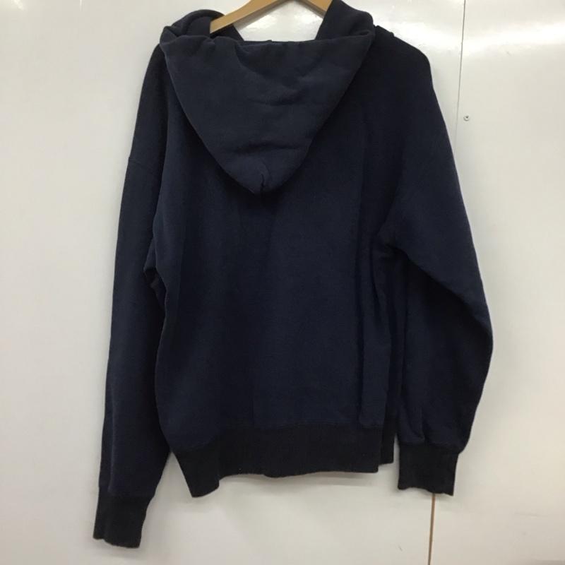 フラットヘッド The Flat Head パーカー 長袖 ハーフジップ 裏起毛 フーディー プルオーバー XL ロゴ、文字 紺 / ネイビー /  メンズ USED 古着 中古 10144071