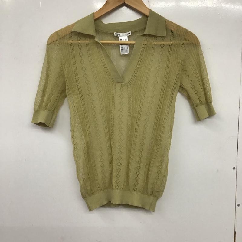 ザラ ZARA カットソー 半袖 S 無地 カーキ / カーキ /  レディース USED 古着 中古 10140346